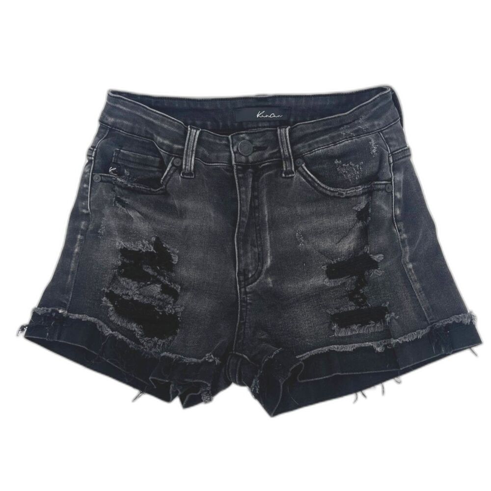 KanCan‎ Black Denim Jean Shorts Distressed Stretchy Edgy Grunge Size MD KC6125